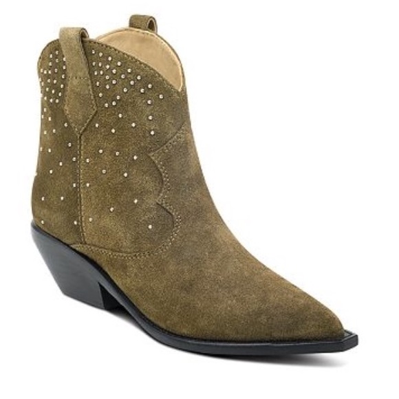 Western boots short boots suede upper studded suede boots designer boots short - Picture 5 of 11